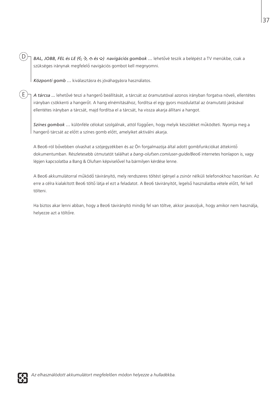Bang & Olufsen Beo6 - Getting Started User Manual | Page 39 / 84