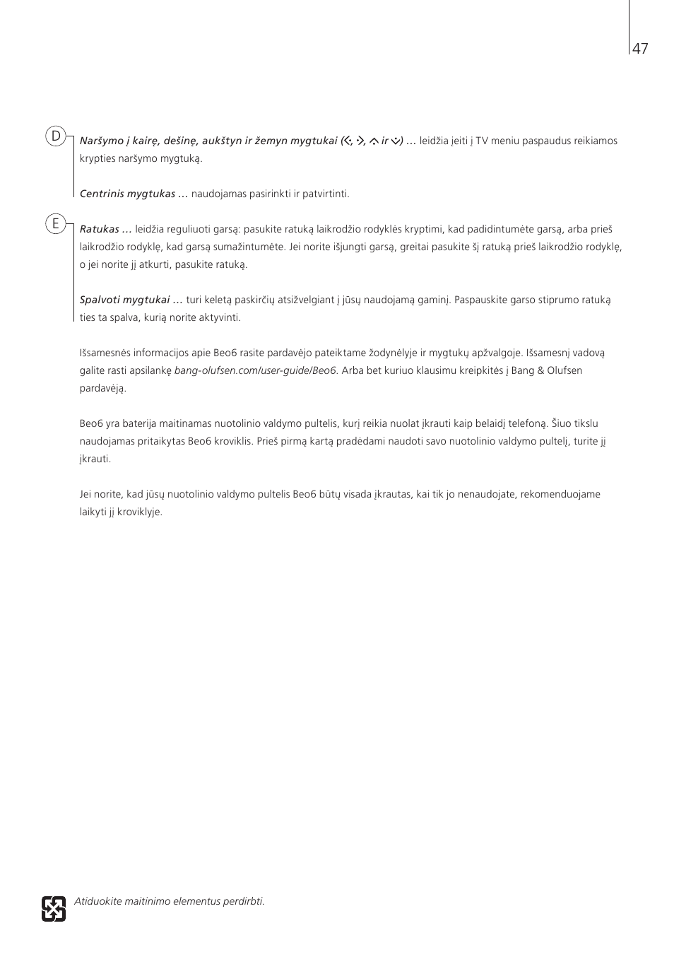 Bang & Olufsen Beo6 - Getting Started User Manual | Page 49 / 84