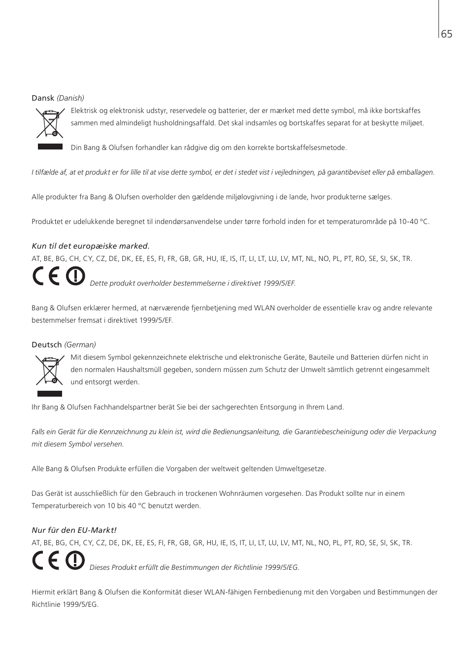 Bang & Olufsen Beo6 - Getting Started User Manual | Page 67 / 84