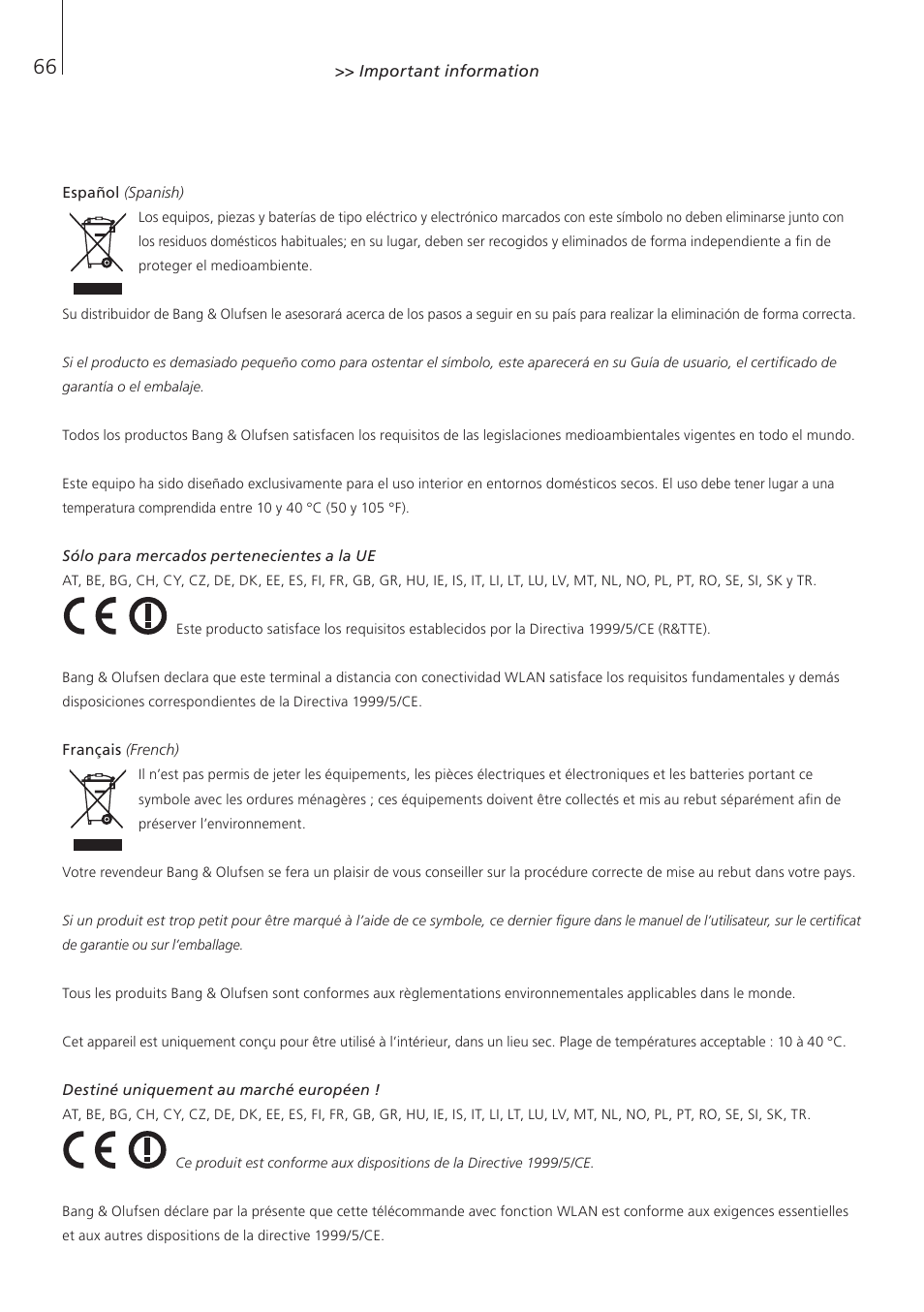 Bang & Olufsen Beo6 - Getting Started User Manual | Page 68 / 84