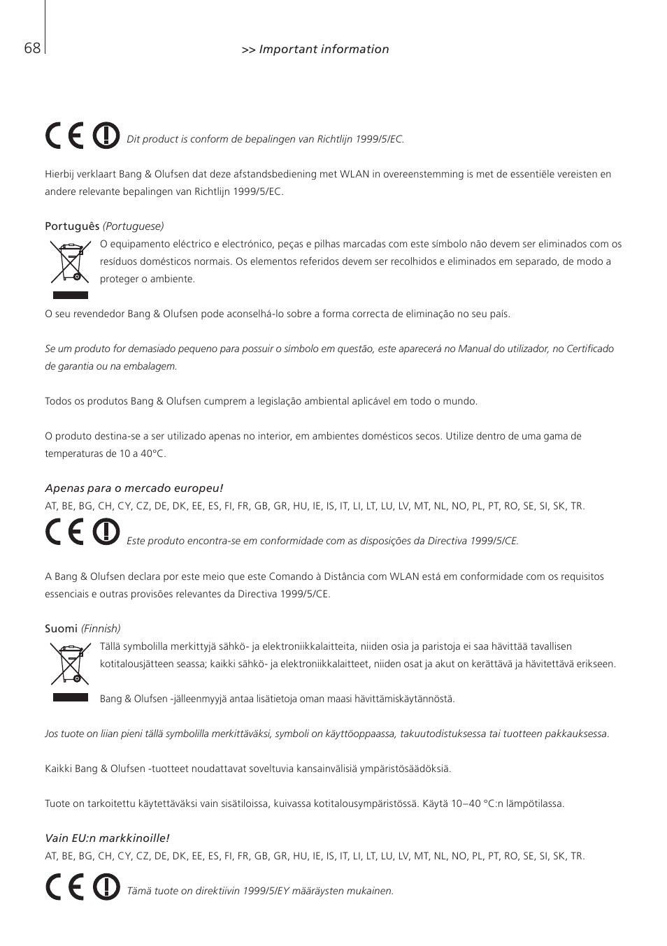 Bang & Olufsen Beo6 - Getting Started User Manual | Page 70 / 84