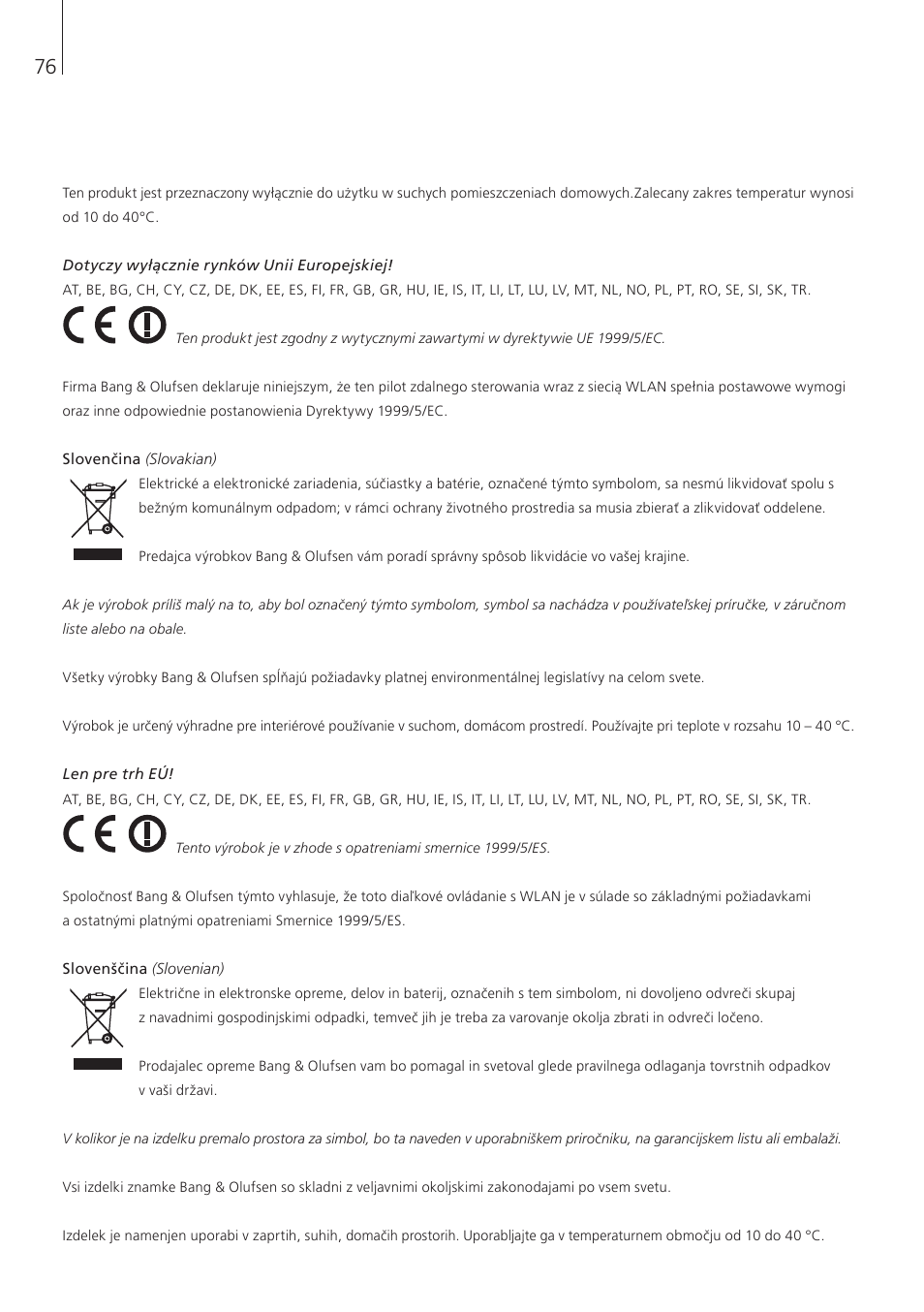 Bang & Olufsen Beo6 - Getting Started User Manual | Page 78 / 84