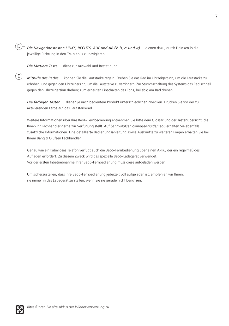 Bang & Olufsen Beo6 - Getting Started User Manual | Page 9 / 84
