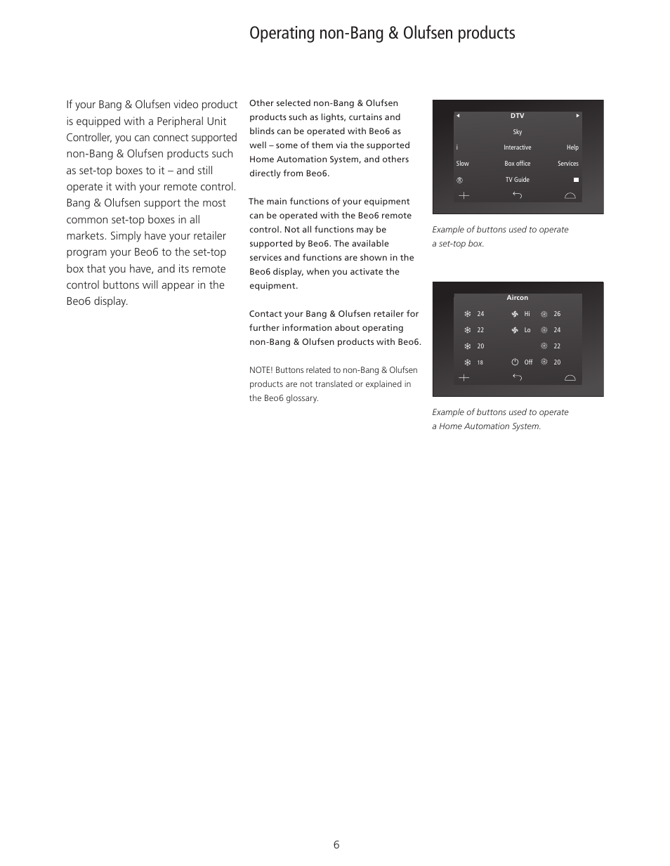 Operating non-bang & olufsen products | Bang & Olufsen Beo6 - User Guide User Manual | Page 6 / 15