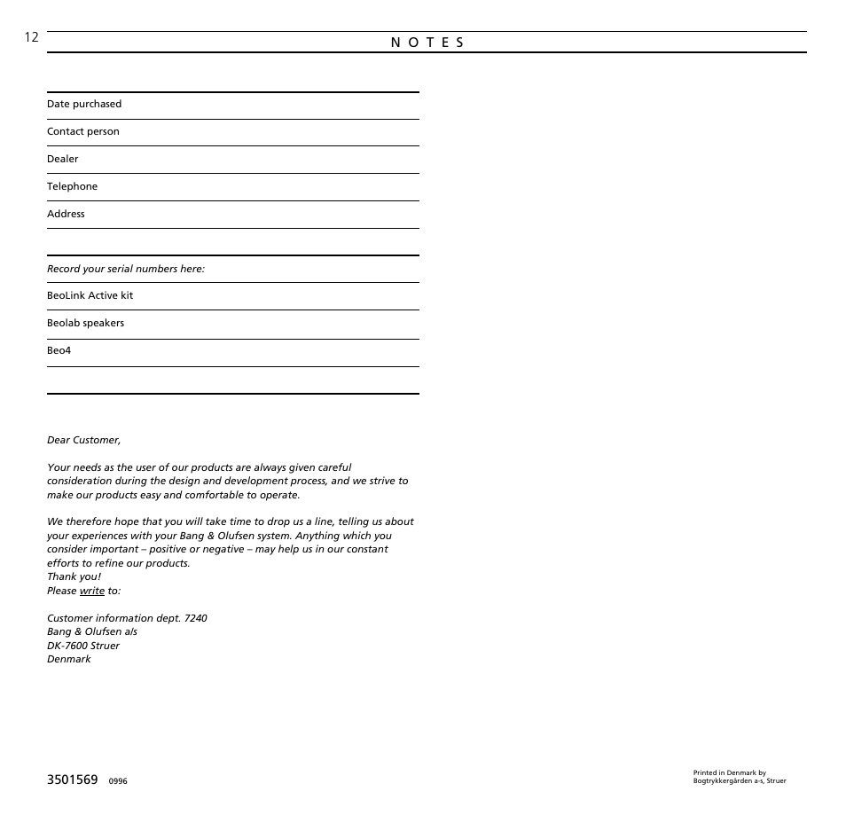 Bang & Olufsen BeoLink Active - User Guide User Manual | Page 12 / 12