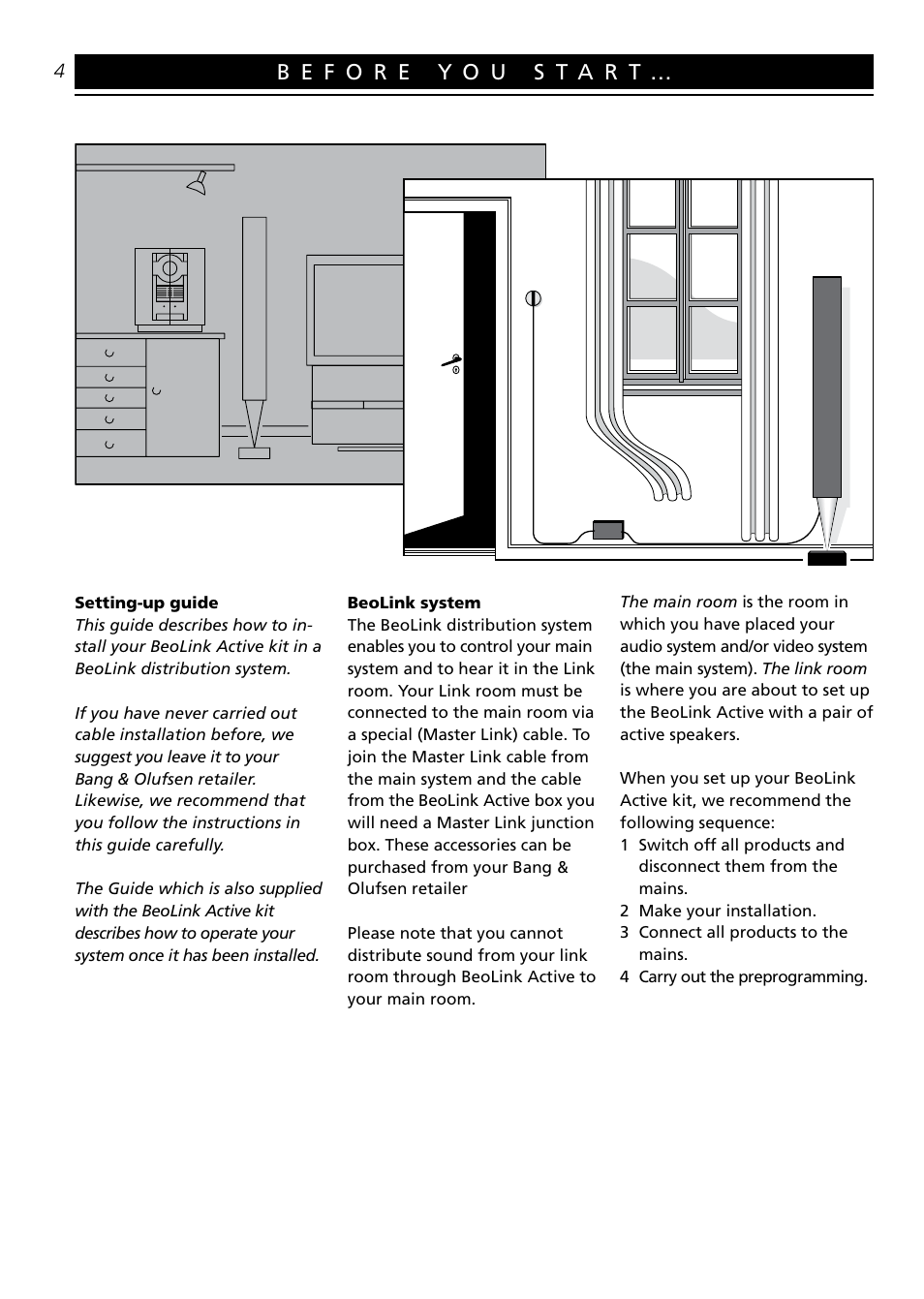 Before you start | Bang & Olufsen BeoLink Active - Setting-up Guide User Manual | Page 4 / 12