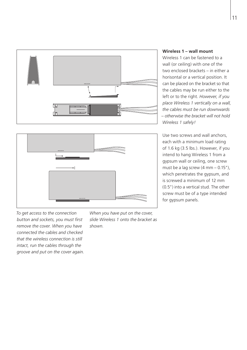 Wireless 1 – wall mount | Bang & Olufsen BeoLink Wireless 1 - User Guide User Manual | Page 11 / 20