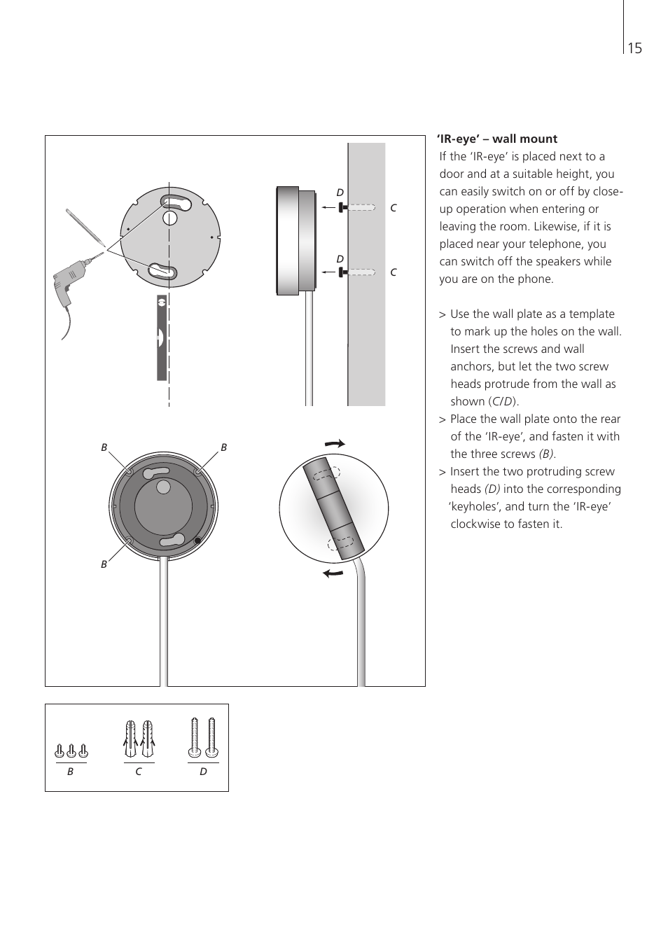 Ir-eye’ – wall mount | Bang & Olufsen BeoLink Wireless 1 - User Guide User Manual | Page 15 / 20