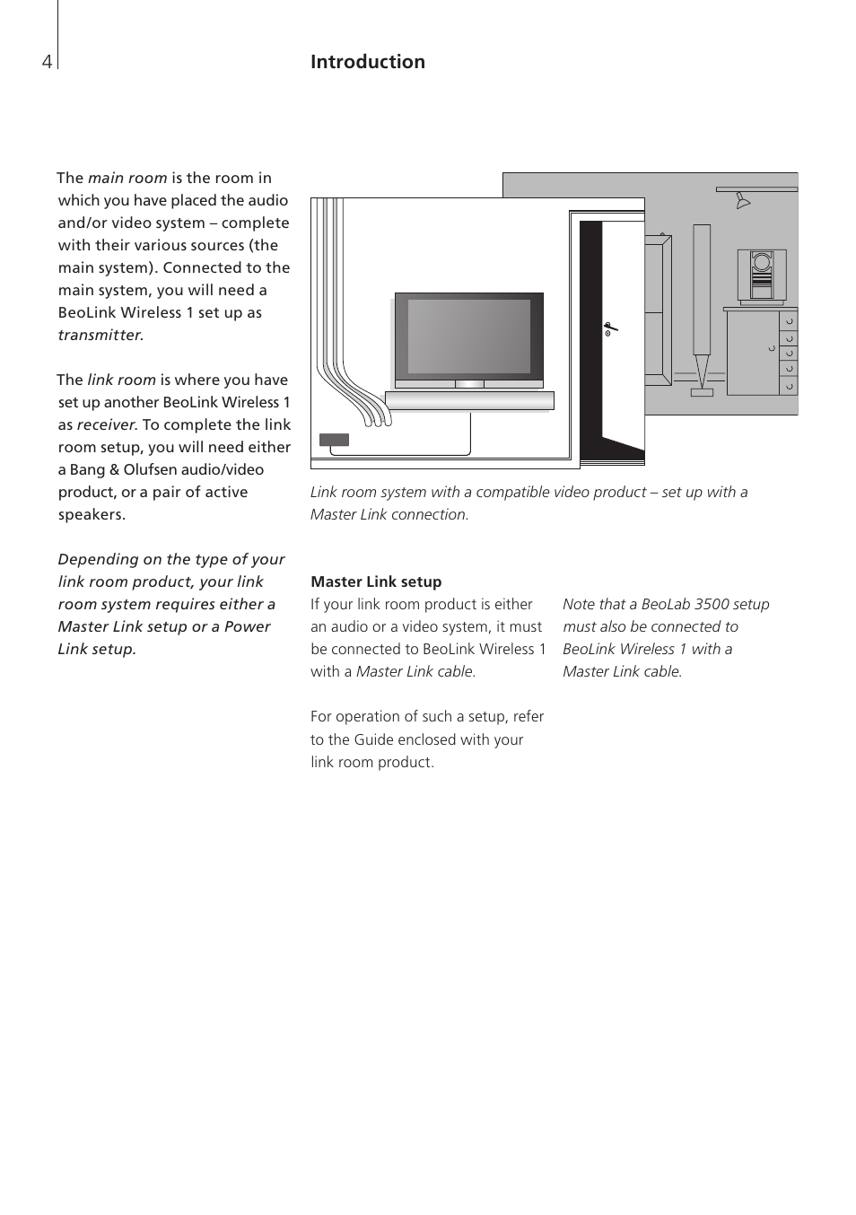 Introduction, Master link setup | Bang & Olufsen BeoLink Wireless 1 - User Guide User Manual | Page 4 / 20