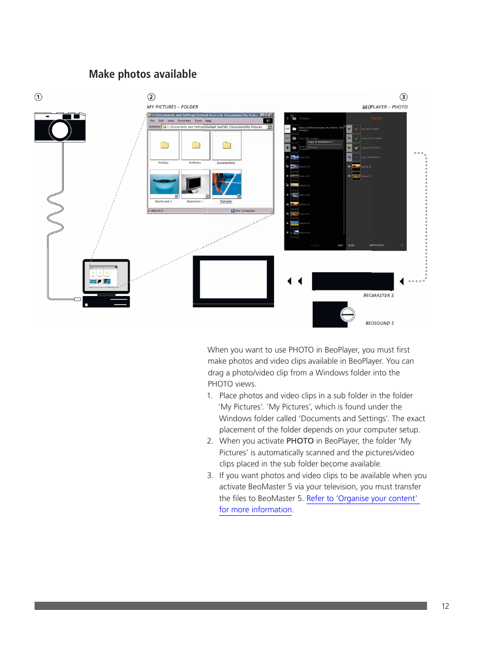 Make photos available | Bang & Olufsen BeoPlayer - User Guide User Manual | Page 12 / 52