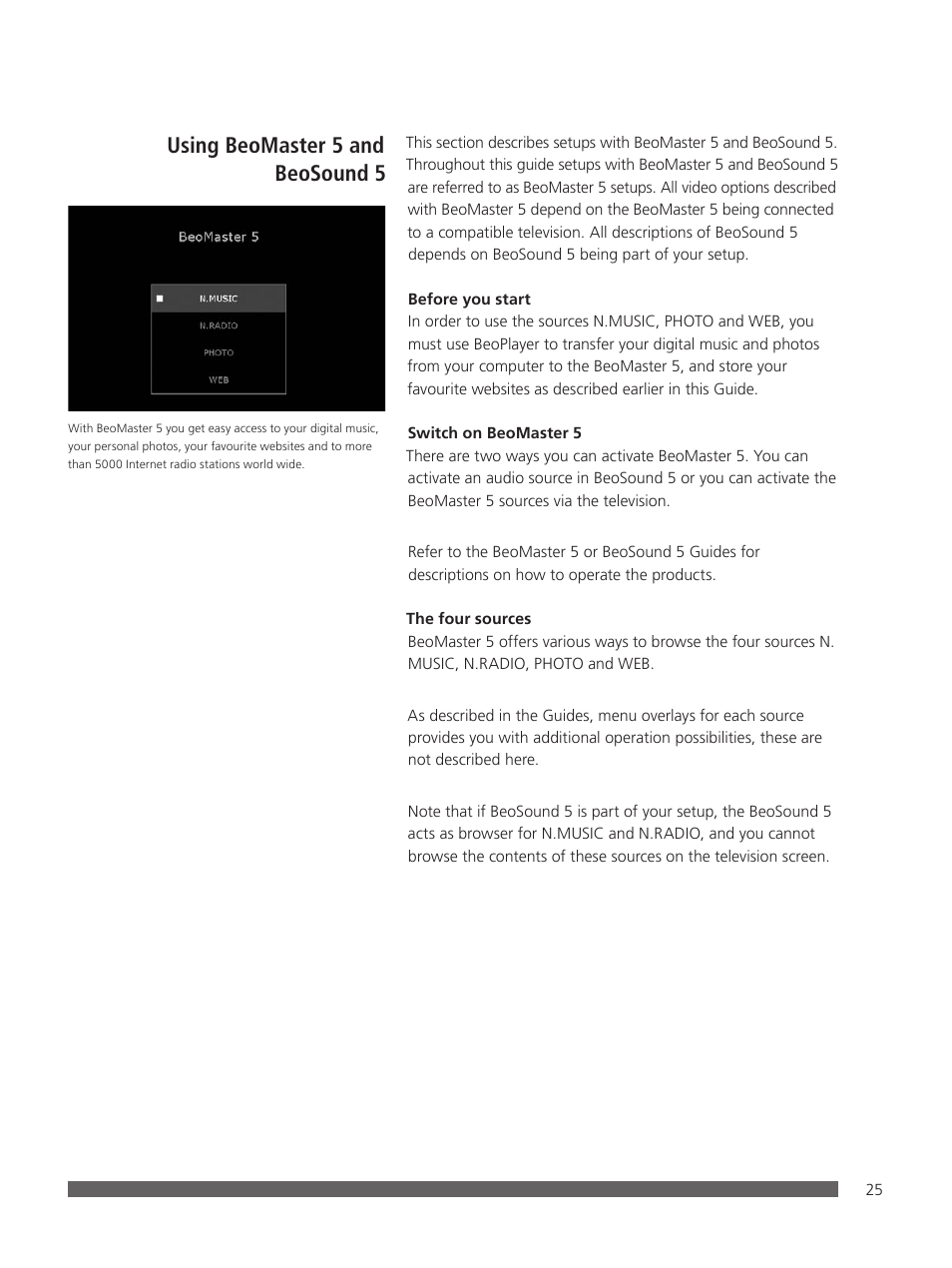 Using beomaster 5 and beosound 5 | Bang & Olufsen BeoPlayer - User Guide User Manual | Page 25 / 52