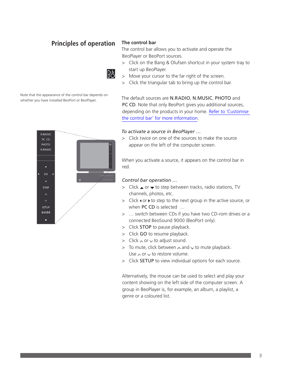 Principles of operation | Bang & Olufsen BeoPlayer - User Guide User Manual | Page 3 / 52