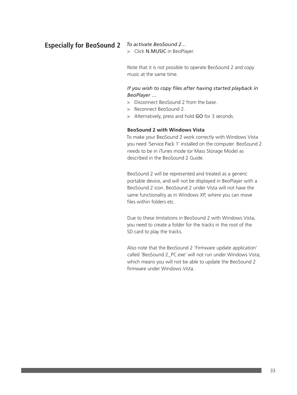 Especially for beosound 2 | Bang & Olufsen BeoPlayer - User Guide User Manual | Page 33 / 52
