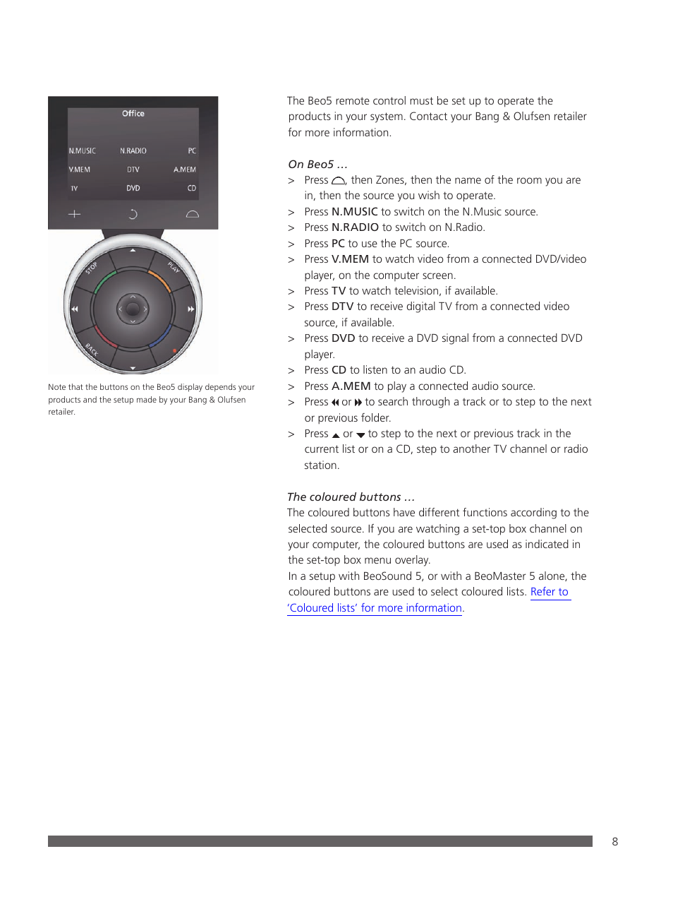 Bang & Olufsen BeoPlayer - User Guide User Manual | Page 8 / 52