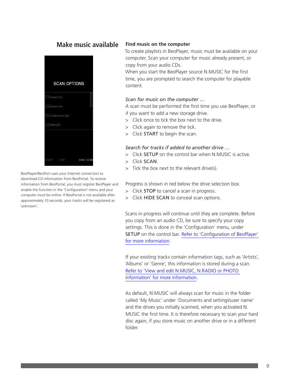 Make music available | Bang & Olufsen BeoPlayer - User Guide User Manual | Page 9 / 52