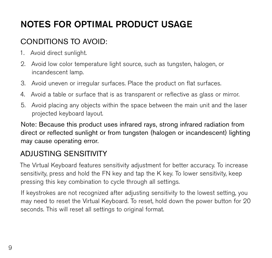 Brookstone Virtual Keyboard 796246 User Manual | Page 10 / 24