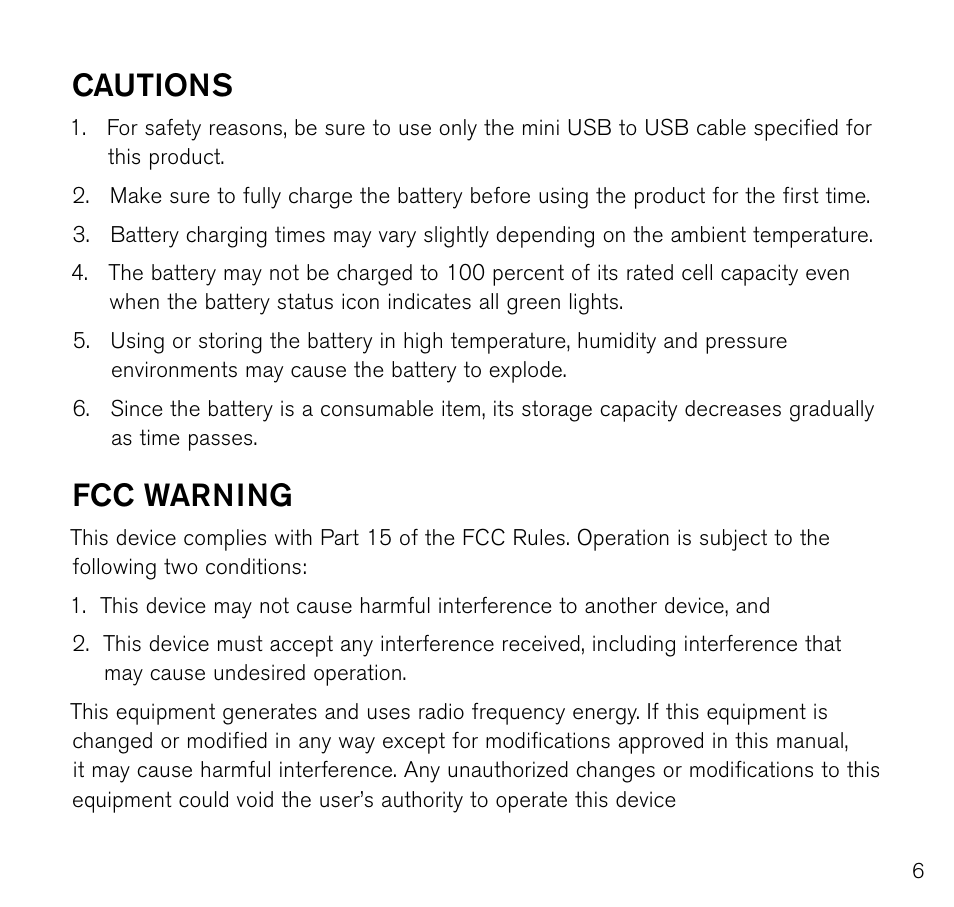 Cautions, Fcc warning | Brookstone Virtual Keyboard 796246 User Manual | Page 7 / 24