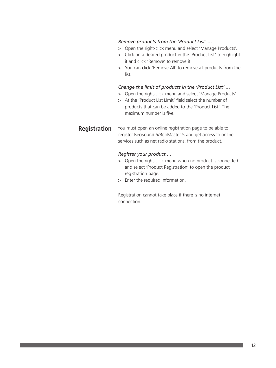 Registration | Bang & Olufsen BeoConnect (for Windows) - User Guide User Manual | Page 12 / 18