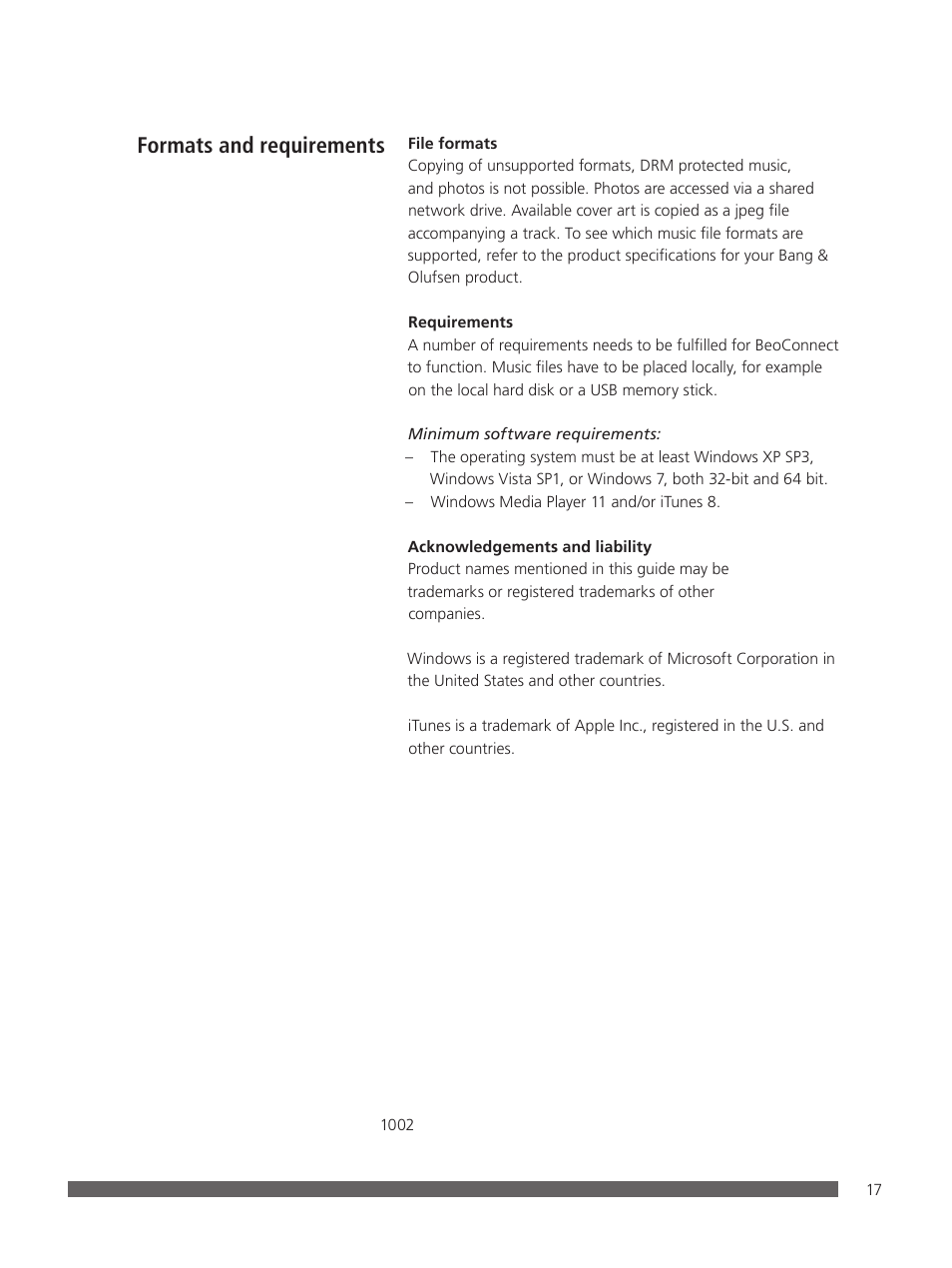 Formats and requirements, Refer, To ‘formats and requirements | Refer to ‘formats, And requirements | Bang & Olufsen BeoConnect (for Windows) - User Guide User Manual | Page 17 / 18