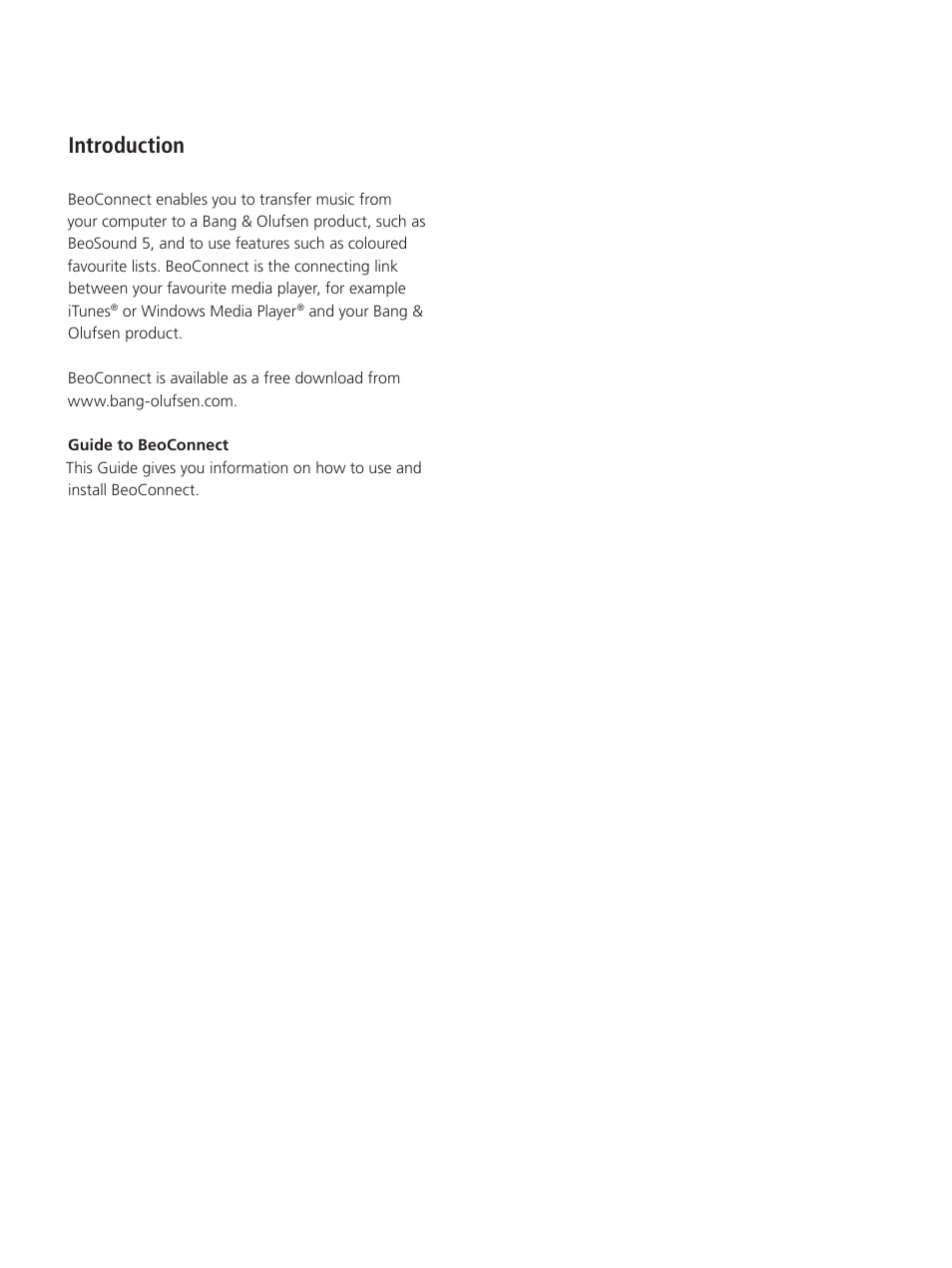 Introduction | Bang & Olufsen BeoConnect (for Windows) - User Guide User Manual | Page 2 / 18