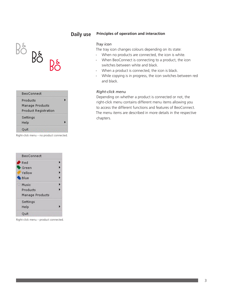 Daily use | Bang & Olufsen BeoConnect (for Windows) - User Guide User Manual | Page 3 / 18