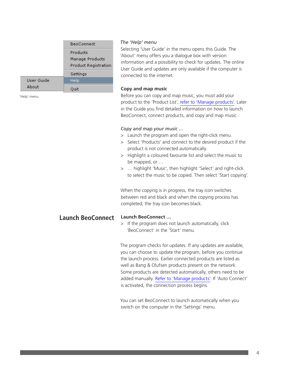 Launch beoconnect | Bang & Olufsen BeoConnect (for Windows) - User Guide User Manual | Page 4 / 18