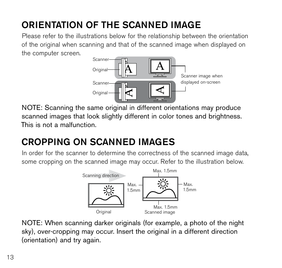 Orientation of the scanned image, Cropping on scanned images | Brookstone Photo Printer User Manual | Page 14 / 28