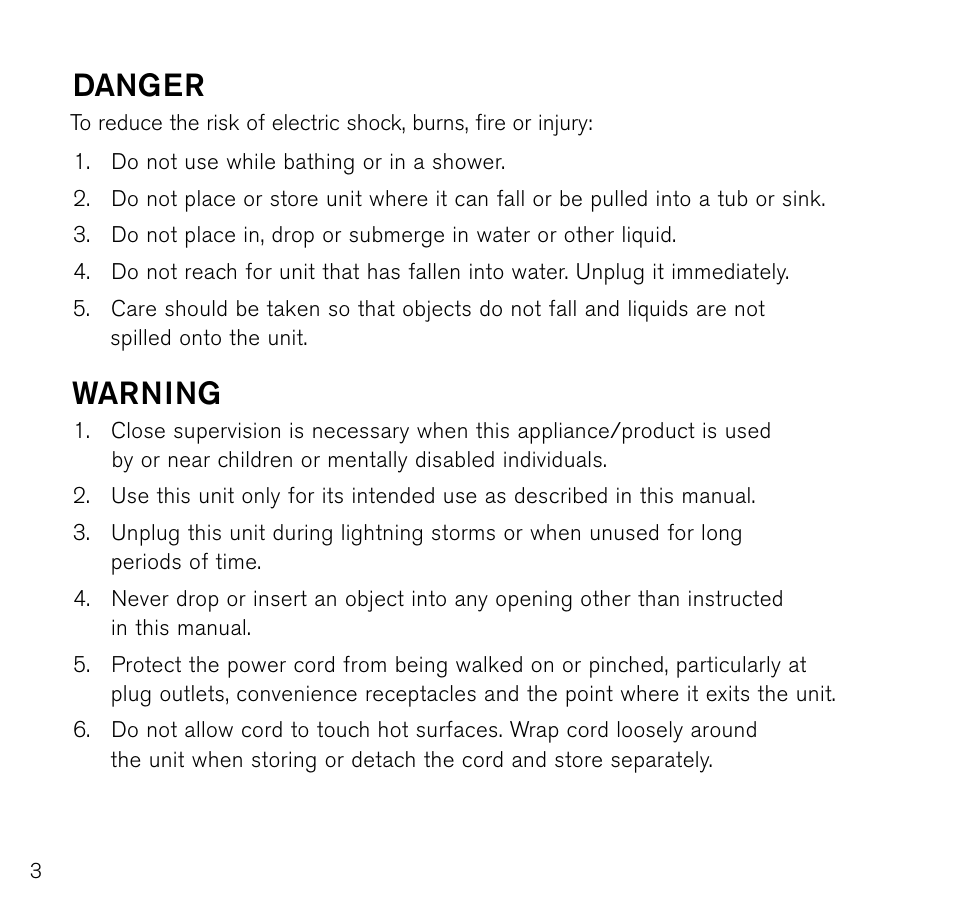 Danger, Warning | Brookstone Photo Printer User Manual | Page 4 / 28