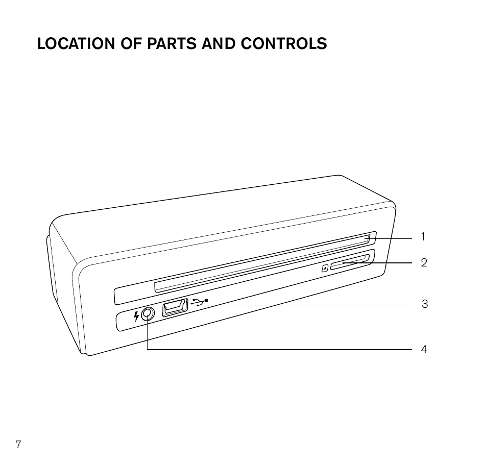 Location of parts and controls | Brookstone Photo Printer User Manual | Page 8 / 28