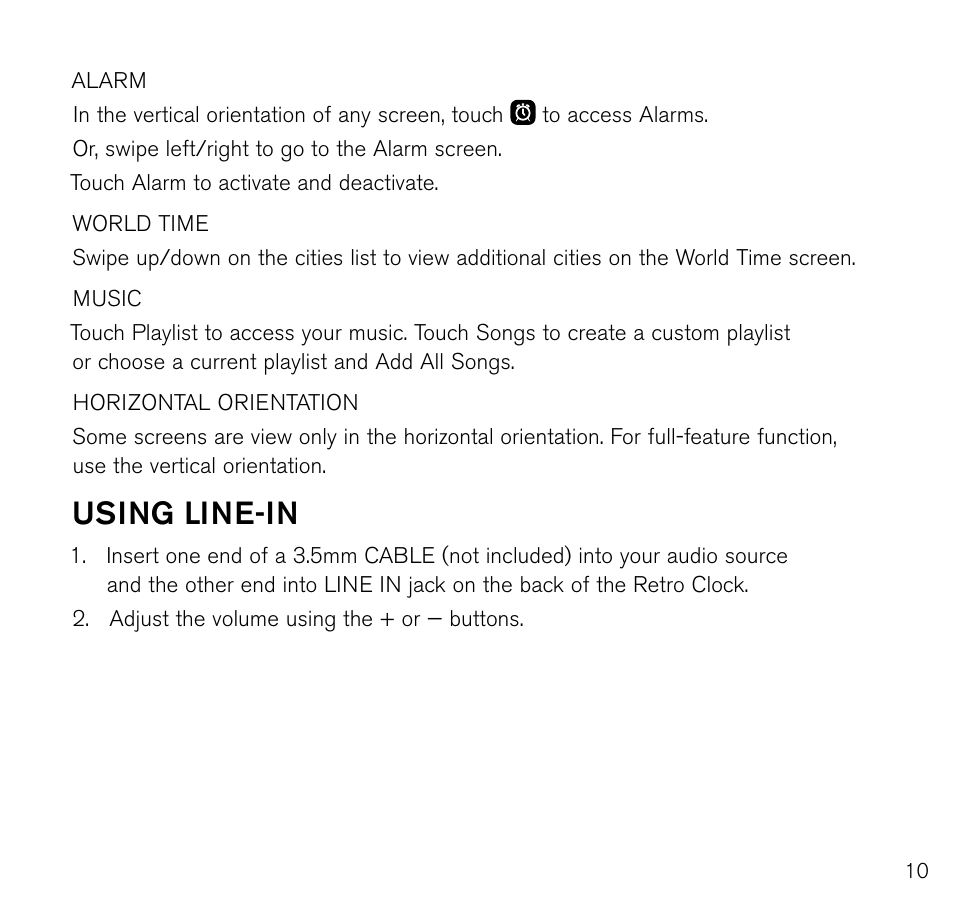 Using line-in | Brookstone 643403 User Manual | Page 11 / 16