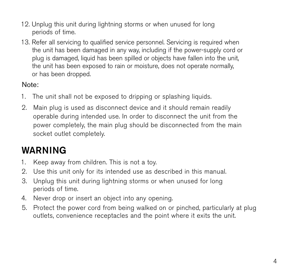 Warning | Brookstone 643403 User Manual | Page 5 / 16