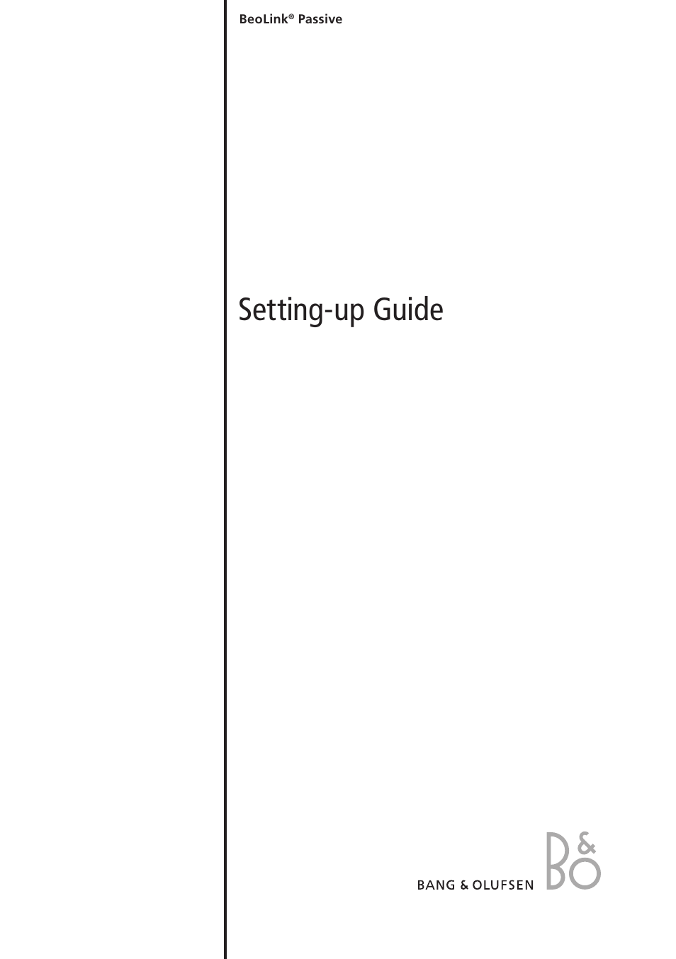 Bang & Olufsen BeoLink Passive - Setting-up Guide User Manual | 12 pages