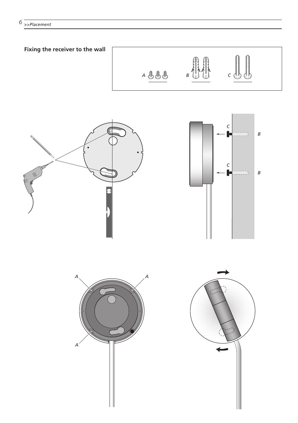 Fixing the receiver to the wall | Bang & Olufsen BeoLink Passive - Setting-up Guide User Manual | Page 6 / 12