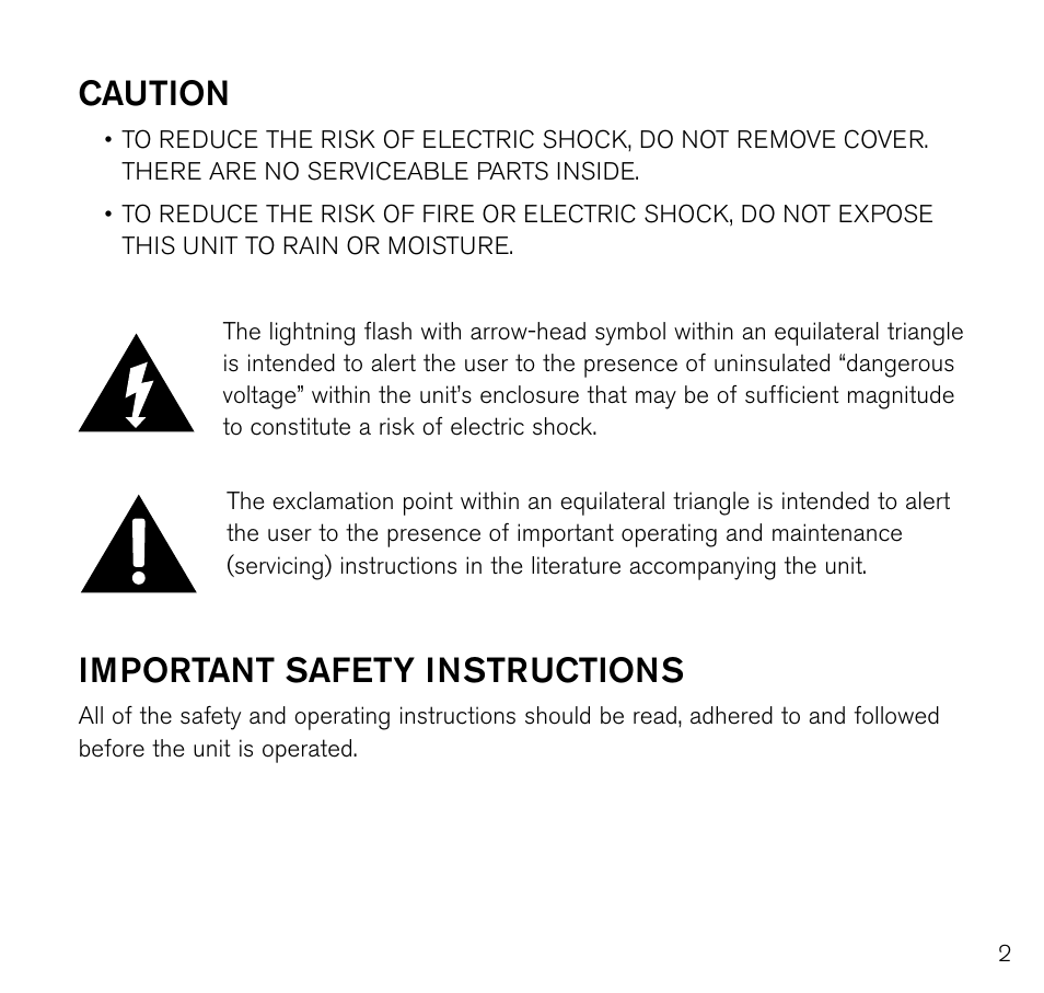 Caution, Important safety instructions | Brookstone Air Cleaner User Manual | Page 3 / 20