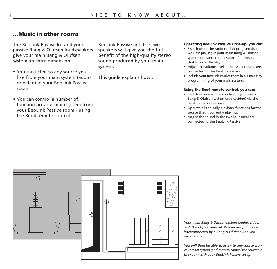 Nice to know about, Music in other rooms | Bang & Olufsen BeoLink Passive - User Guide User Manual | Page 4 / 12