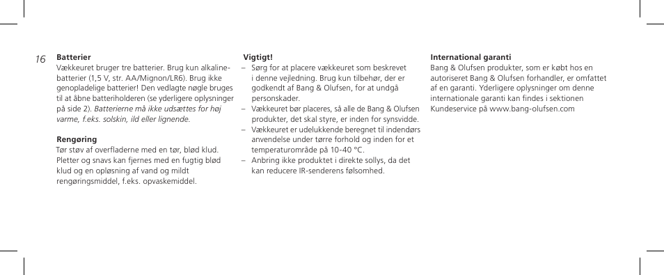 Bang & Olufsen BeoTime - Getting Started User Manual | Page 16 / 104