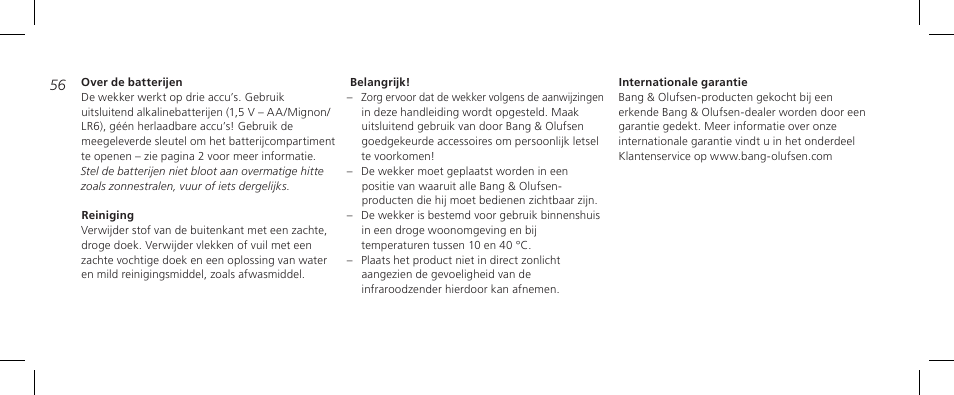 Bang & Olufsen BeoTime - Getting Started User Manual | Page 56 / 104