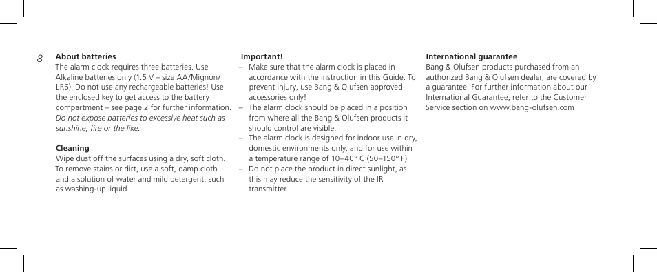 Bang & Olufsen BeoTime - Getting Started User Manual | Page 8 / 104