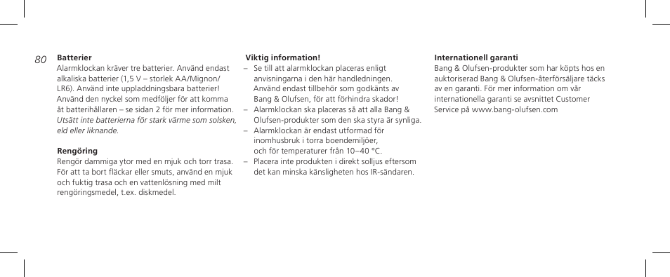 Bang & Olufsen BeoTime - Getting Started User Manual | Page 80 / 104