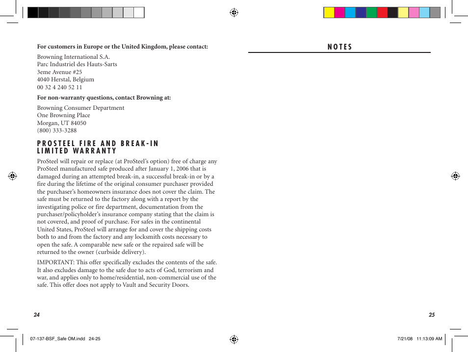 Browning TheftGuard TG41F User Manual | Page 15 / 15