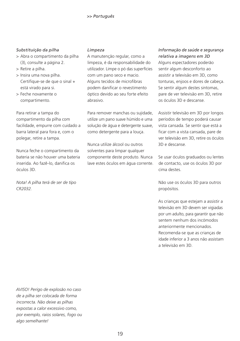 Bang & Olufsen 3D Glasses - User Guide User Manual | Page 19 / 59