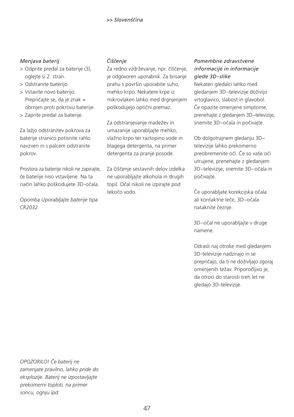 Bang & Olufsen 3D Glasses - User Guide User Manual | Page 47 / 59