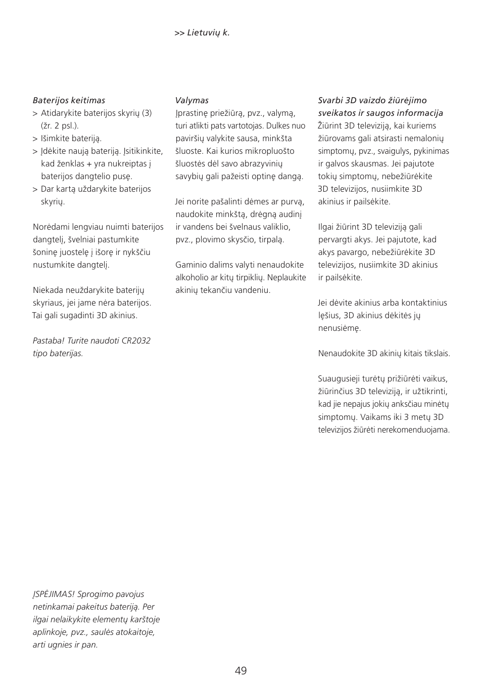 Bang & Olufsen 3D Glasses - User Guide User Manual | Page 49 / 59