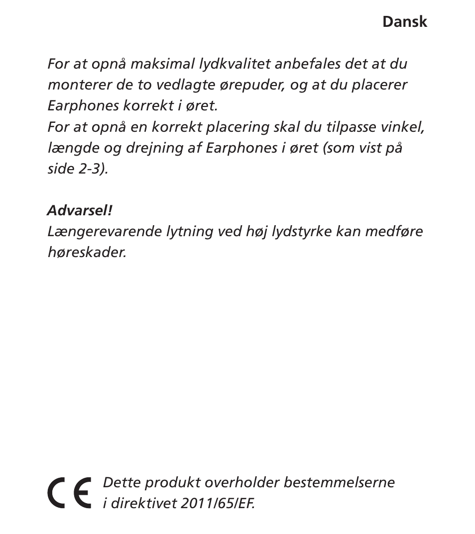 Dansk | Bang & Olufsen Earphones_A8 - User Guide User Manual | Page 5 / 16