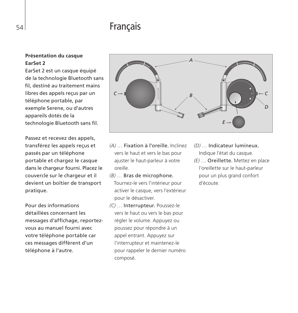 Français | Bang & Olufsen EarSet 2 - User Guide User Manual | Page 54 / 124