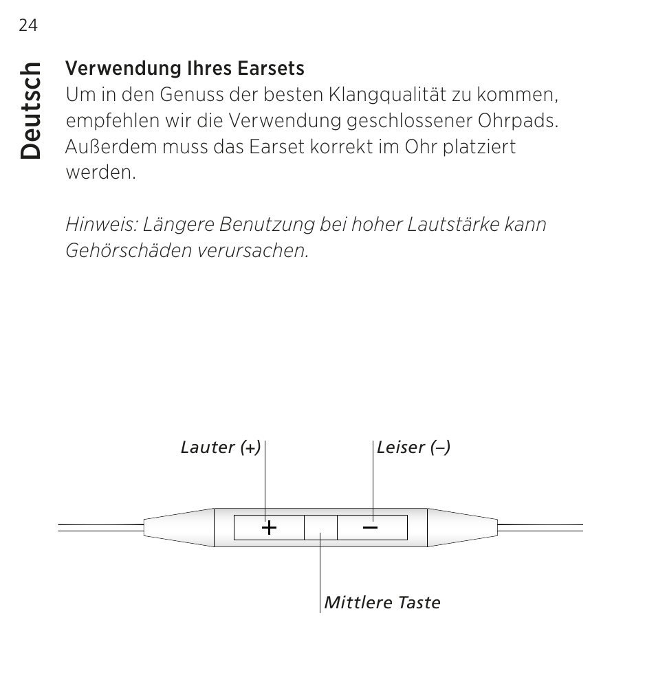 Deutsch, Deu ts ch | Bang & Olufsen EarSet 3i - User Guide User Manual | Page 24 / 56