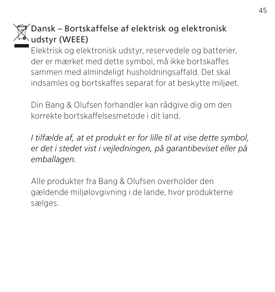 Bang & Olufsen EarSet 3i - User Guide User Manual | Page 45 / 56