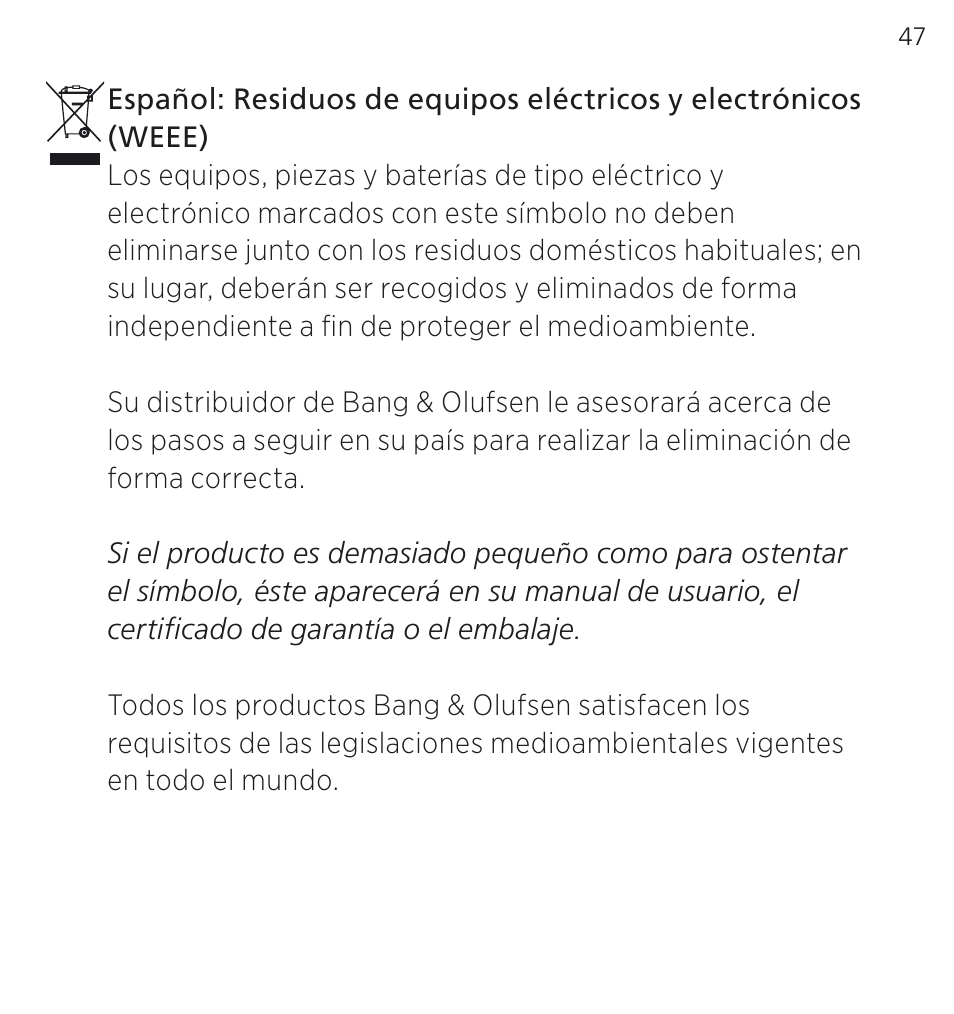 Bang & Olufsen EarSet 3i - User Guide User Manual | Page 47 / 56