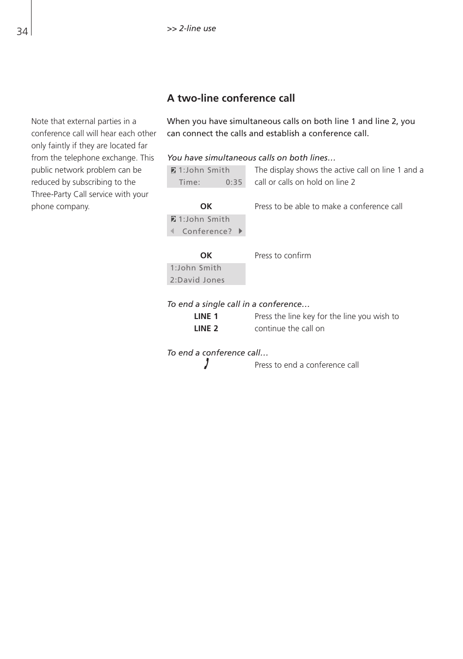 A two-line conference call | Bang & Olufsen BeoCom 1 - User Guide User Manual | Page 34 / 68