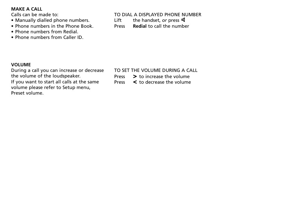 Make a call, Volume | Bang & Olufsen BeoCom 2500 - User Guide User Manual | Page 11 / 38